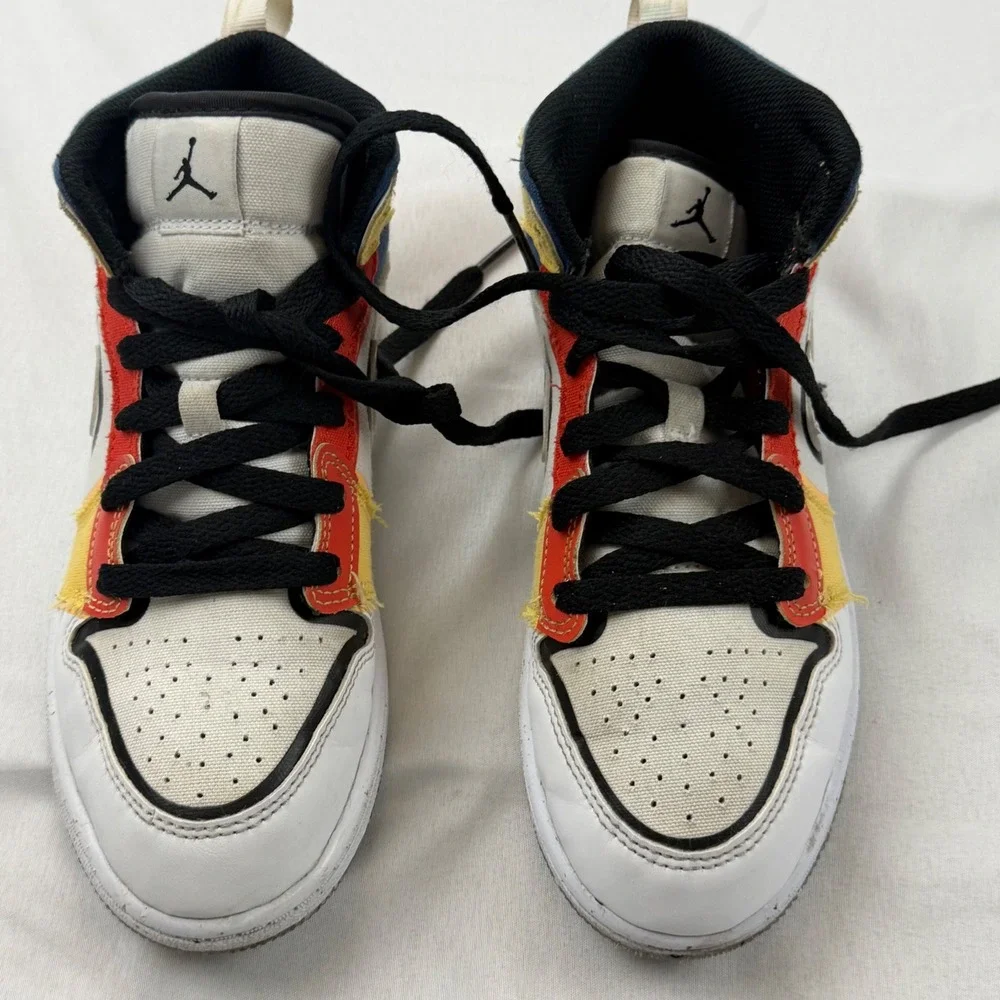 Jordan Air Jordan 1 Mid SE DIY Kids 2.5Y White Red Yellow Blue DV1318-100